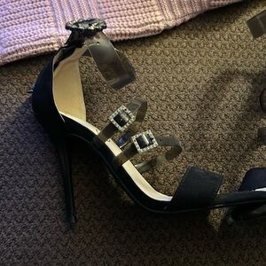 NEW JESSICA SIMPSON Black Velour Stiletto Sandal Shoes
